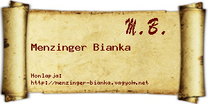 Menzinger Bianka névjegykártya